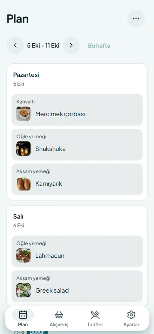 Todo Eat’te telefonda haftalık plan