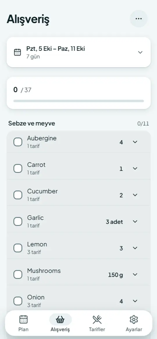 Todo Eat’te telefonda alışveriş listesi